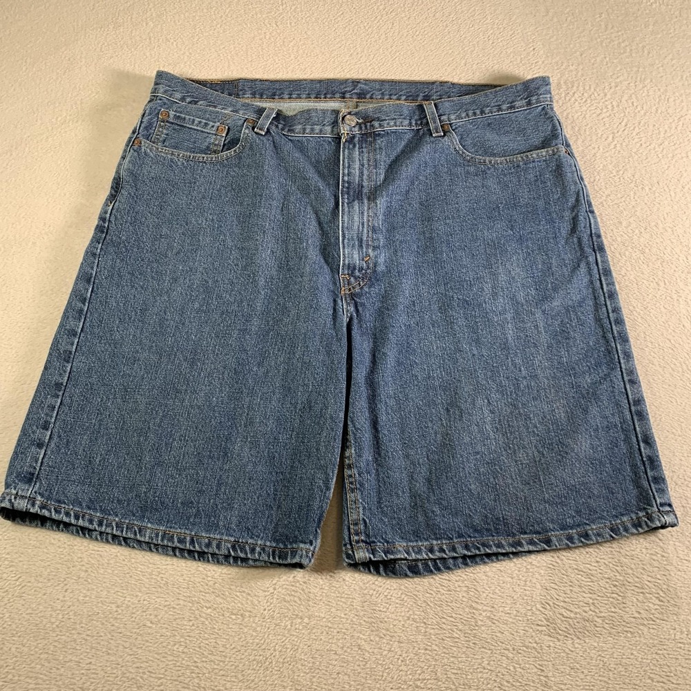 Levis 550 Denim Shorts Mens 42 Blue Relaxed Fit 10" Inseam Y2K Casual Denim